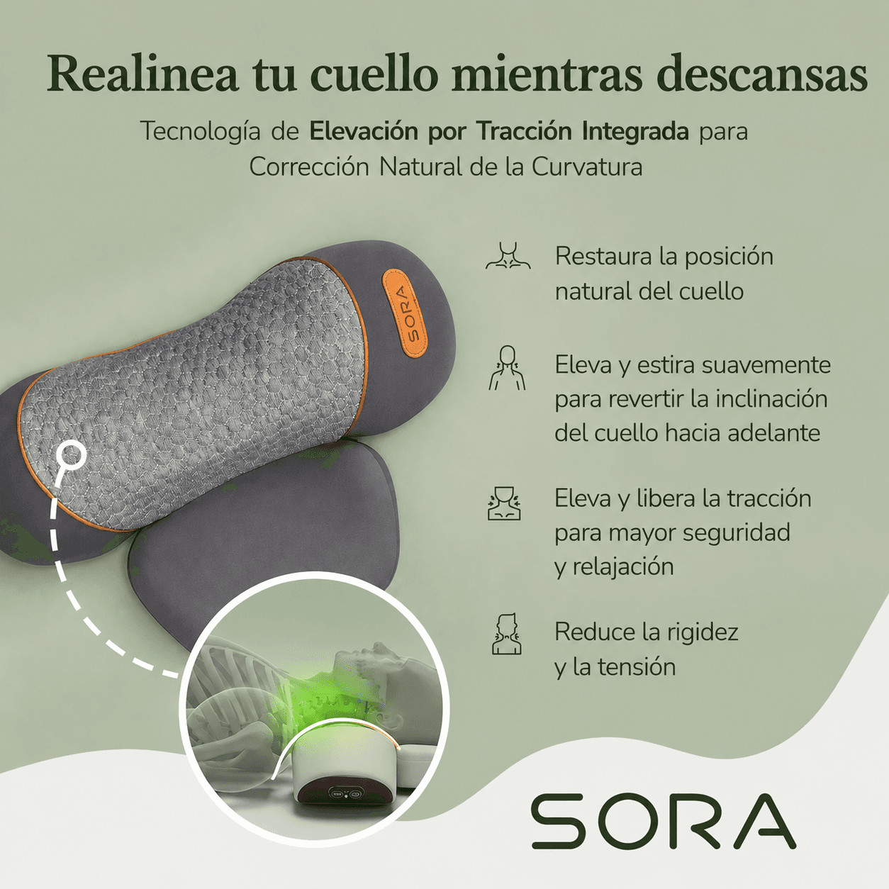 Almohada Sora — realineá tu cuello mientras descansás